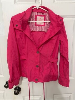 Colin’s Hooded Lightweight Jacket size small hot pink utility button up jacket